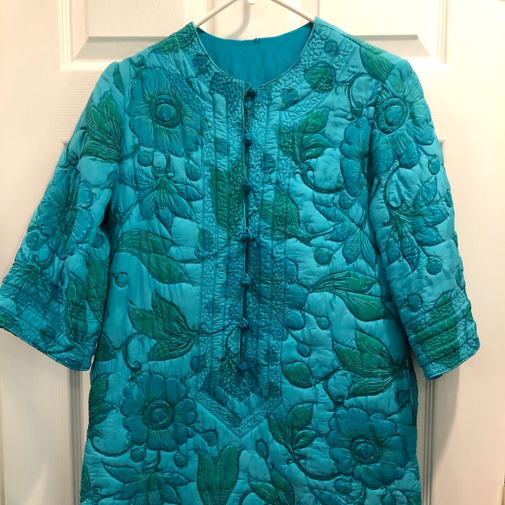 Vintage silk quilted robe or lounging dress